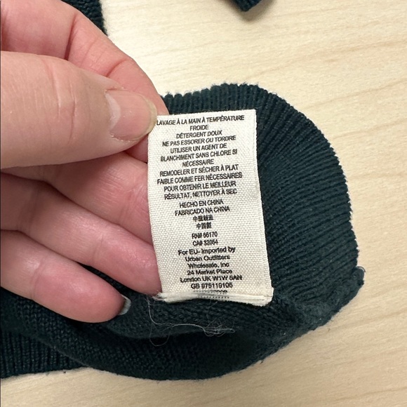 Free People dark green short sleeve sweater, green and blue stripe, size Small - Picture 6 of 9